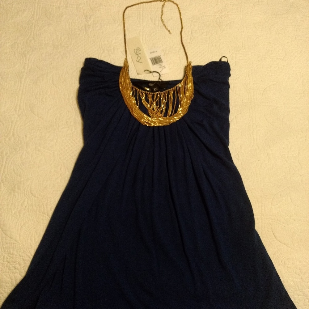 Sky Brand Bayli Saphre Navy Blue Top Sz XS NWT NEW